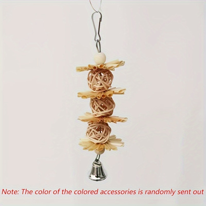 Rattan Woven Parrot Toy - Interactive Birdcage Accessory For Play And Exercise