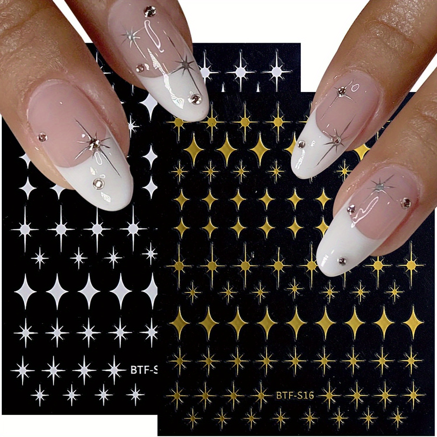 Y2k Holographic 3d Star Nail Art Diy Sticker Laser Gold - Temu
