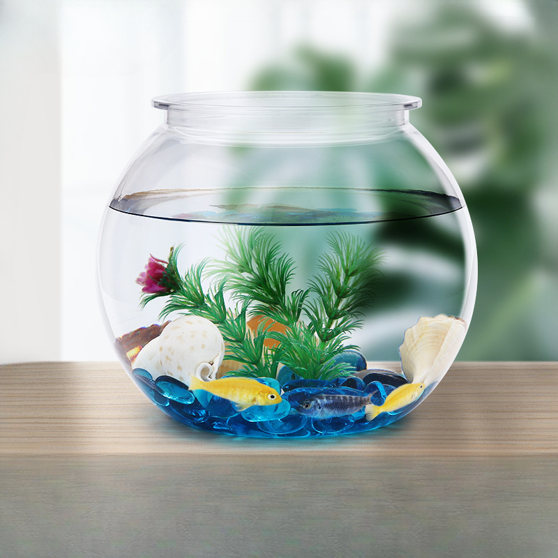 Goldfish Tank Tabletop Transparent Elliptical Hydroponic Landscape Small  Fish Tank