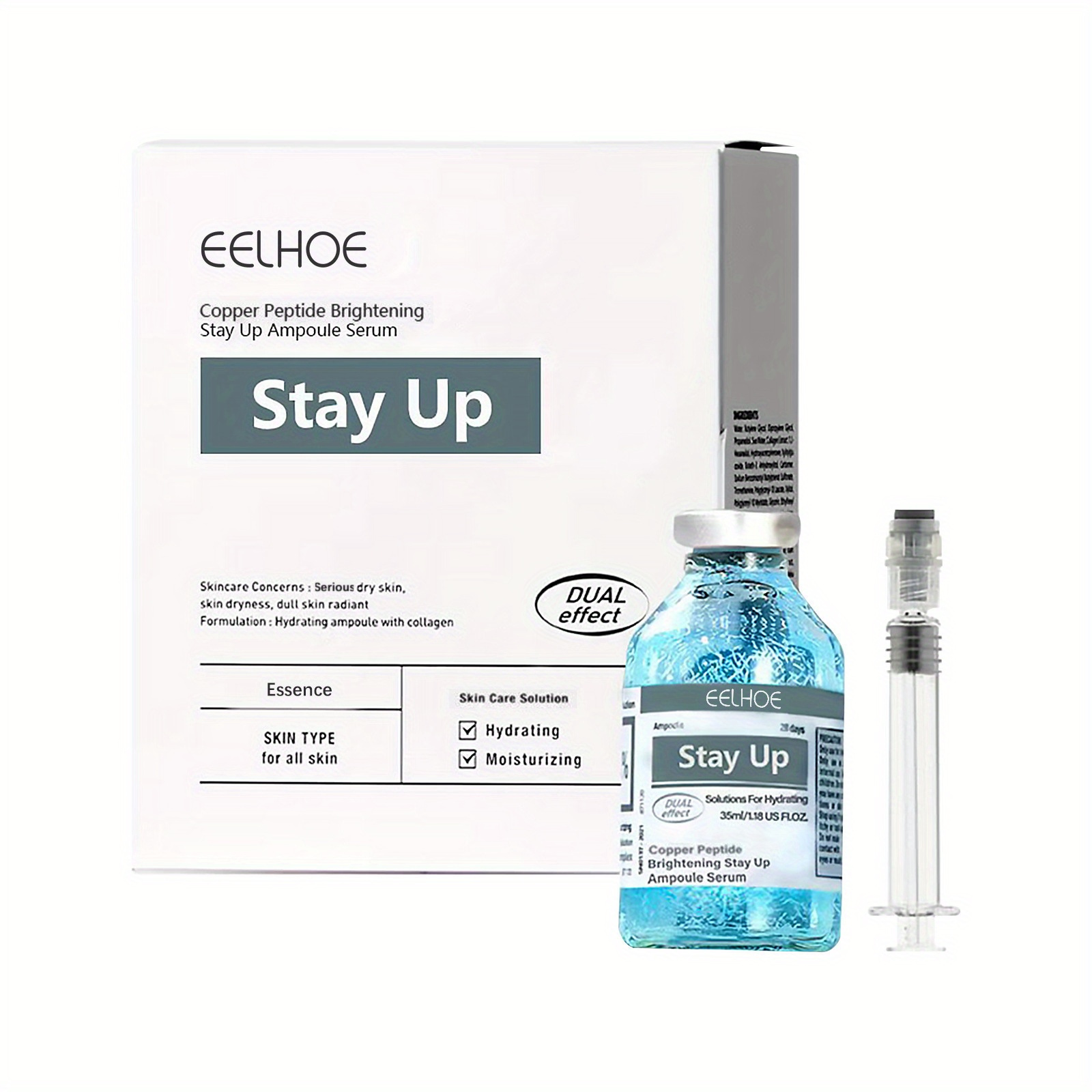 Copper Peptide Ampoule Serum With Hyaluronic Acid And Collagen, Hydrating And Firming Face Skin, Improve Skin Dullness With Plant Squalane