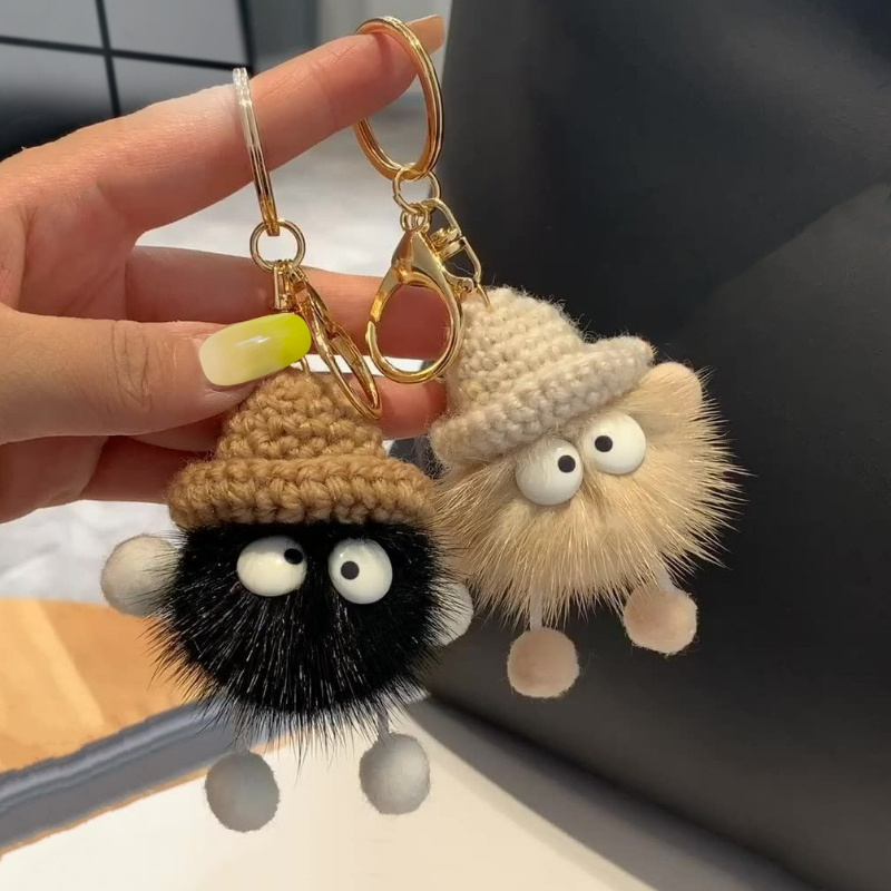 Mightlink Keychain Fluffy Shaggy Decorate Briquettes Elf Doll Key Holder  School Backpack Plush Keychain for Everyday Life