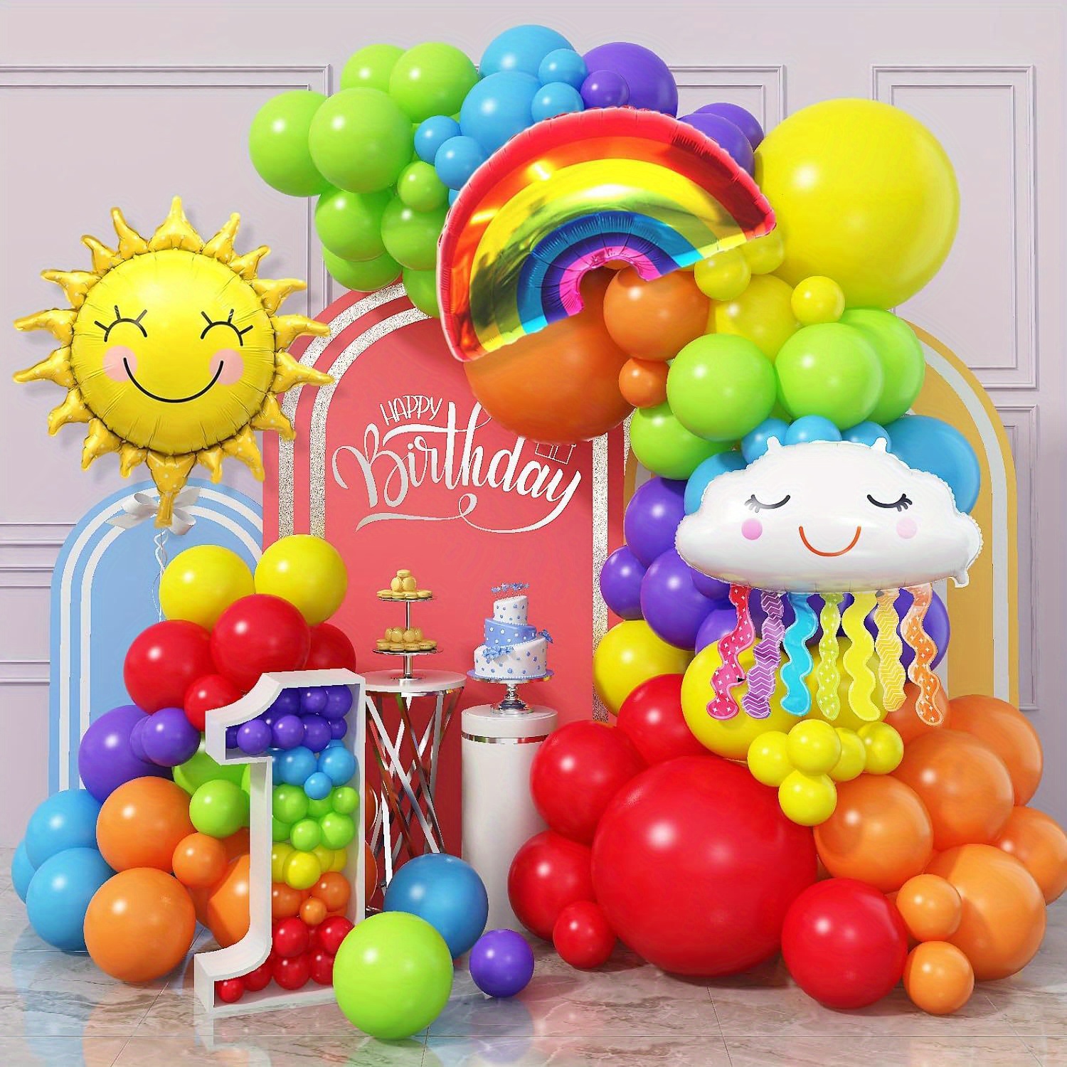 Rainbow Theme Birthday Party - Temu