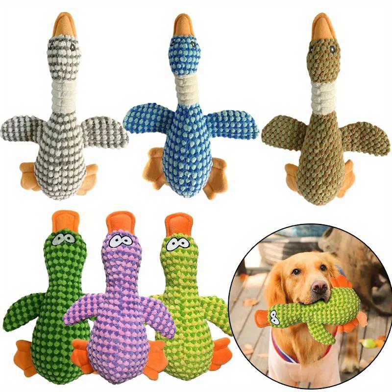 squeaky duck plush dog toy durable chew teeth cleaning Temu