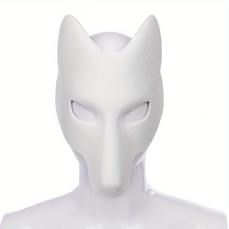 5 Pcs therian mask white fox mask DIY paper masks Cat mardi gras