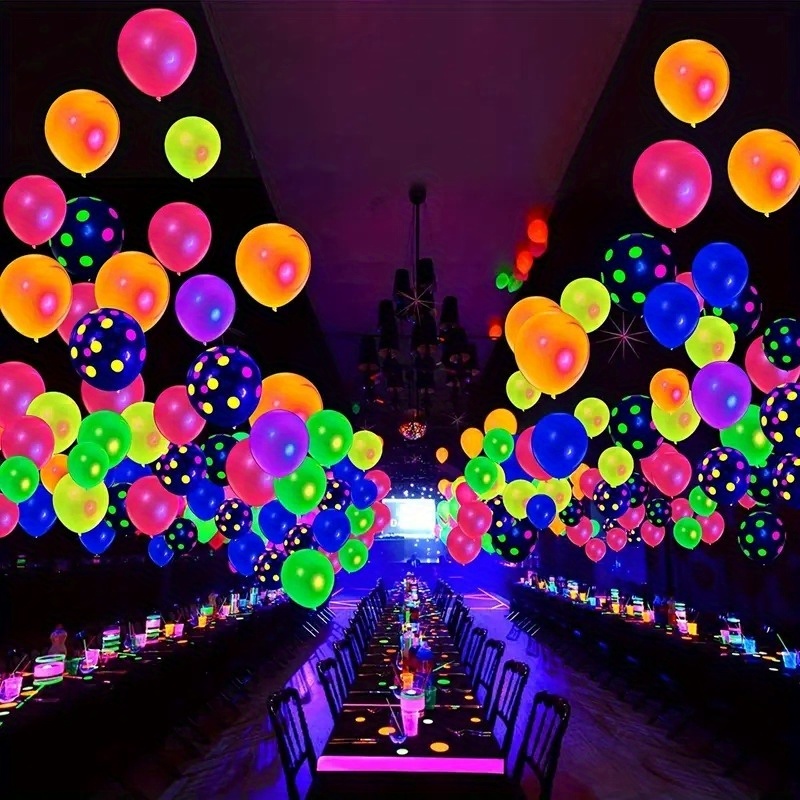 Neon Balloons 12' Uv Polka Dot Blacklight Balloons Glow In - Temu United  Kingdom