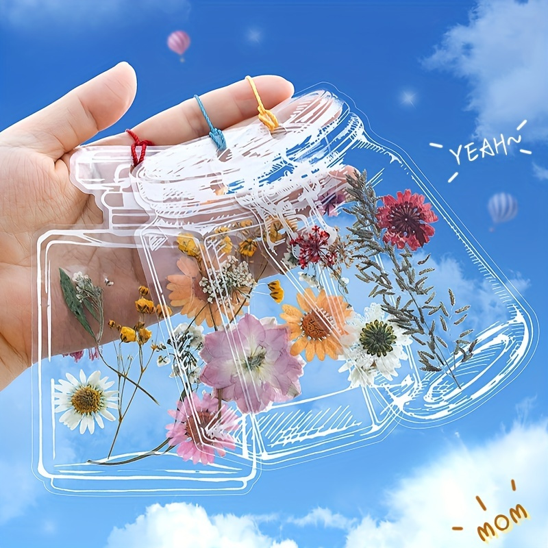 

10pcs New Transparent Dried Flower Bookmark, Flower Butterfly Bookmark Maker Handmade Natural Dried Flower Page Marker Home School Book Club Supplies (style Random)