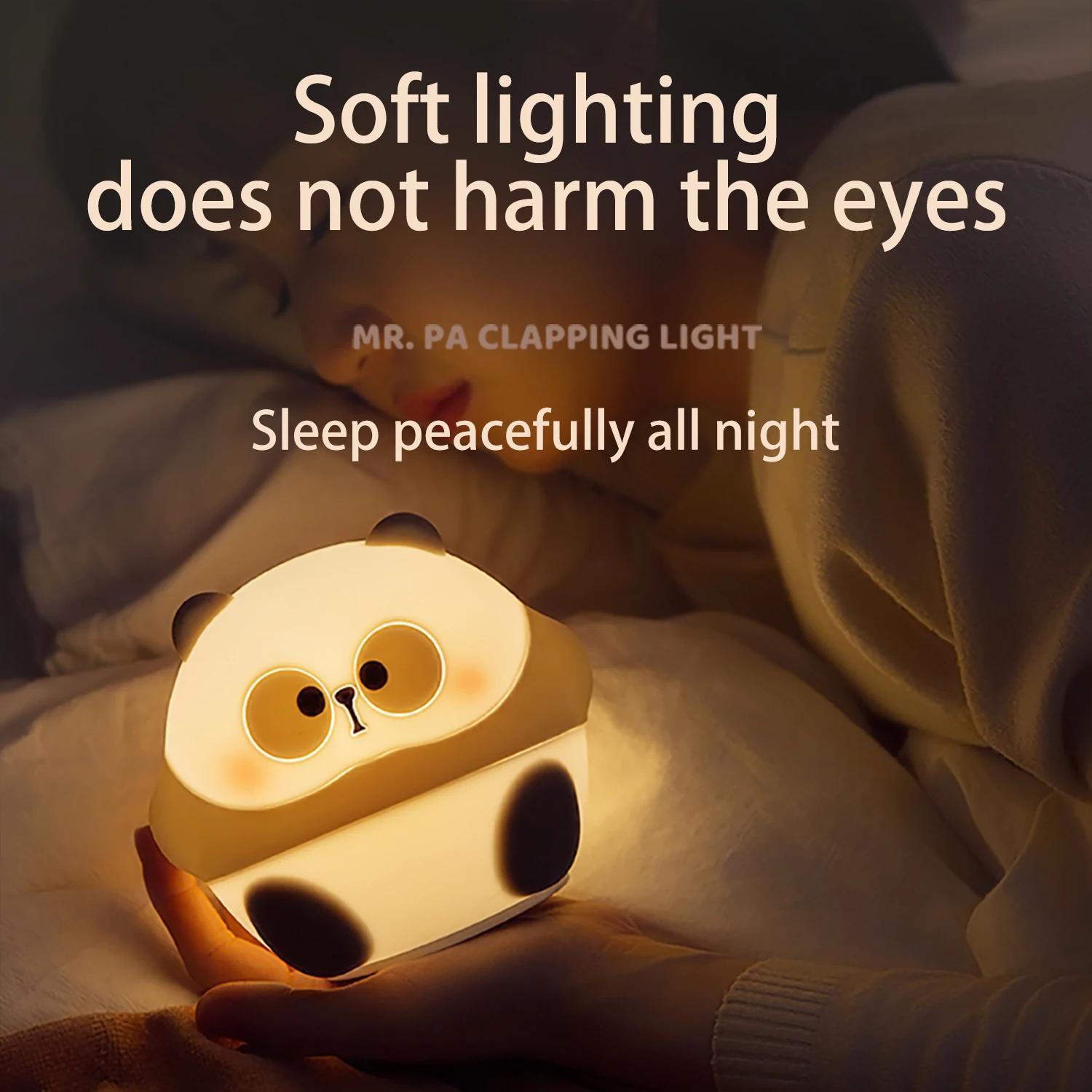 1pc LED Night Light, Cute Panda Cartoon Animals Silicone Lamp, USB Rechargeable Timing Sleeping Lamp, Creative Bedroom Bedside Lamp, For Home Decoration Festival/Birthday Gifts details 3