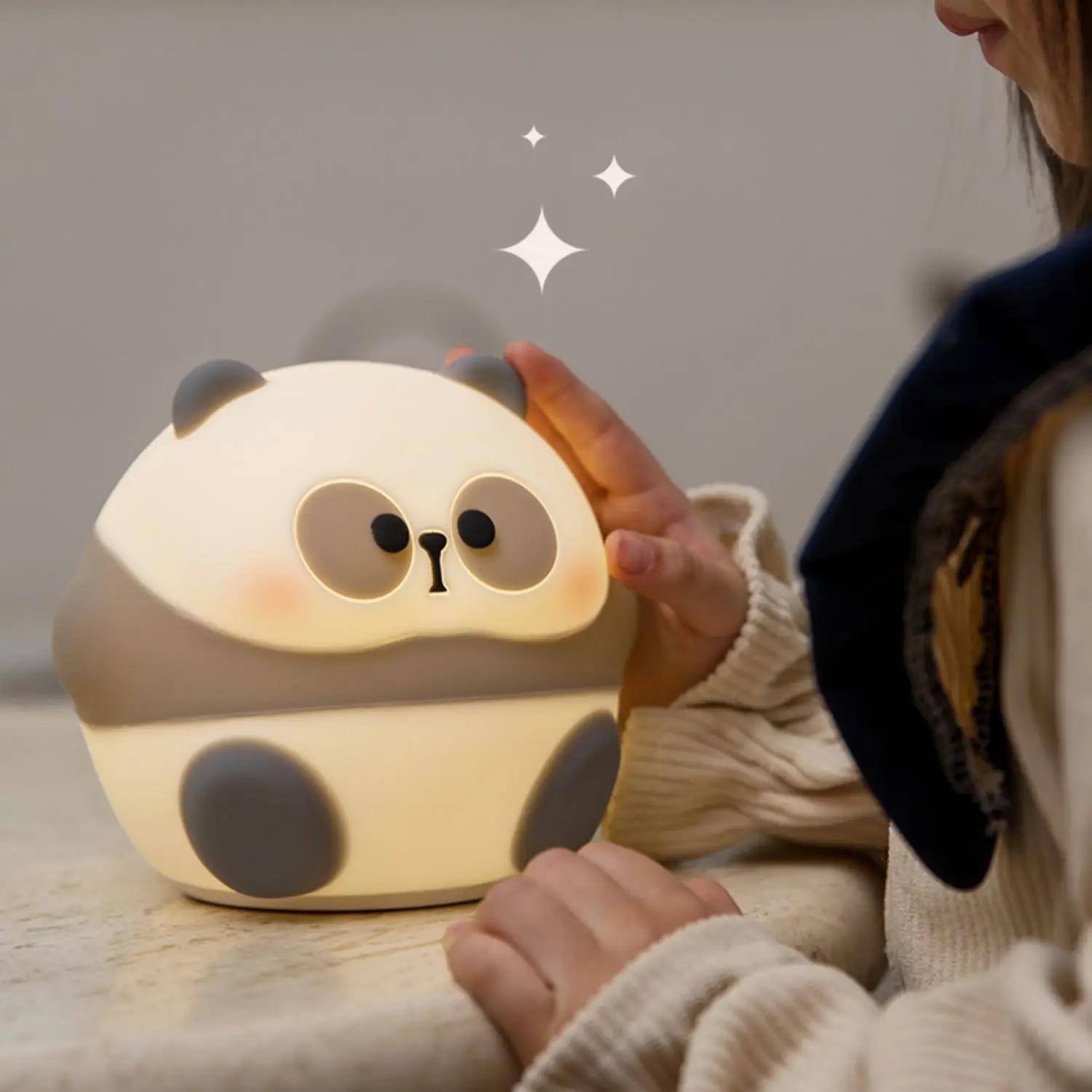 1pc LED Night Light, Cute Panda Cartoon Animals Silicone Lamp, USB Rechargeable Timing Sleeping Lamp, Creative Bedroom Bedside Lamp, For Home Decoration Festival/Birthday Gifts details 5