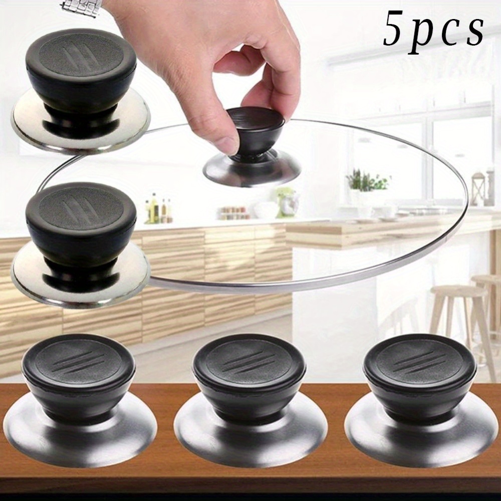 

5pcs Pot Lid Knobs - Ps & Stainless Steel, Handles For Kitchen Pots And Pans, Glass, Bead Cap, Pot Cover Accessory