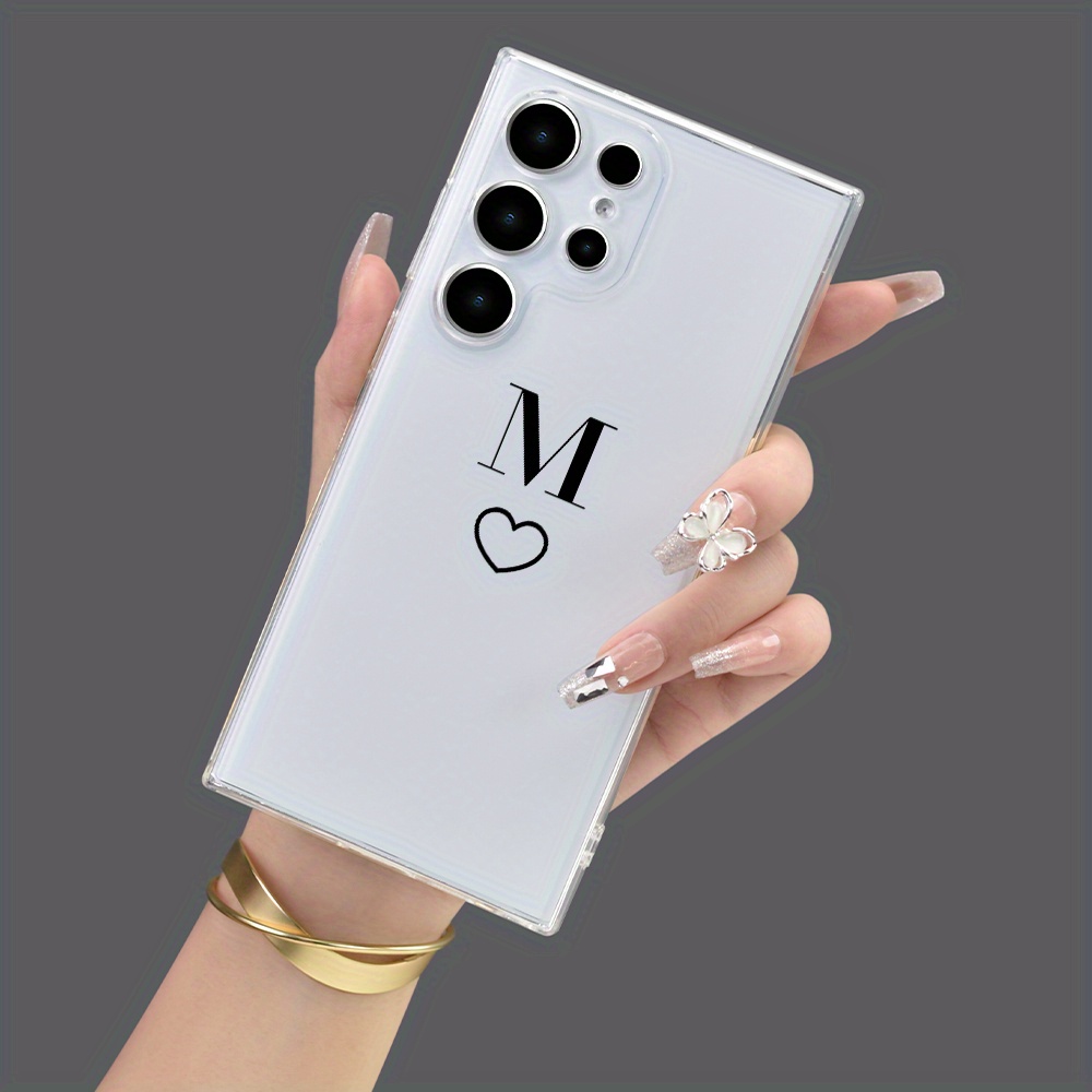 Heart Letter M Patterned Liquid Silicone Phone Case - Temu Australia