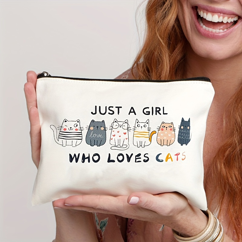 

1pc Cat Makeup Bags For Women, Cute Cat Themed Gifts For Girls, Small Cat Lover Travel Cosmetic Bag, Zipper Pouch For Daughter And Sister, Funny Birthday And Christmas Decorations