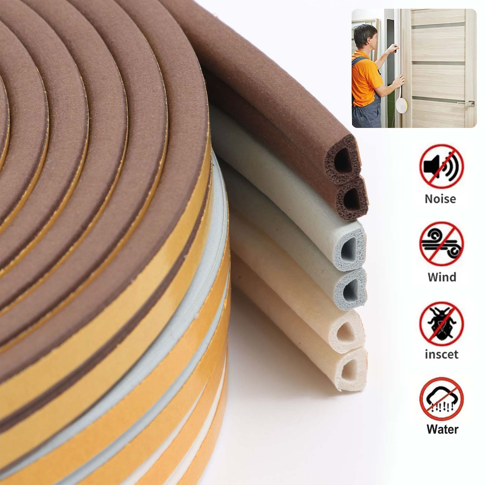 

1pc, 5m Door Weather Stripping, Window Seal Strip For Doors And Windows - Self-adhesive Foam Weather Strip Door Seal | Soundproof Seal Strip Insulation For Home, Office, School, Shops Stores&hotels