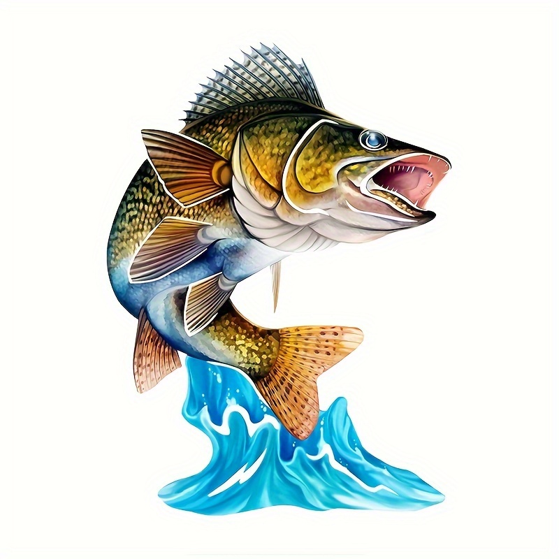 Car Sticker Cool Jumping Bass Trout Fish Art Decal For Car Bike Guitar  Laptop