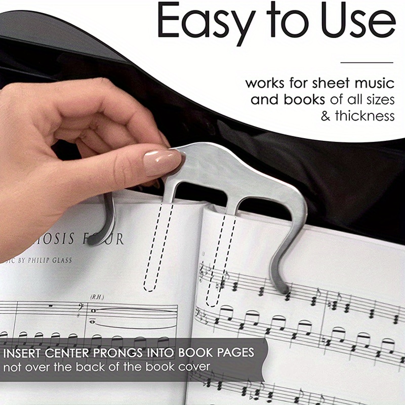1pc Large Music Book Clip For Piano, Guitar, And Violin - Securely Holds Sheet Music For Easy Reading