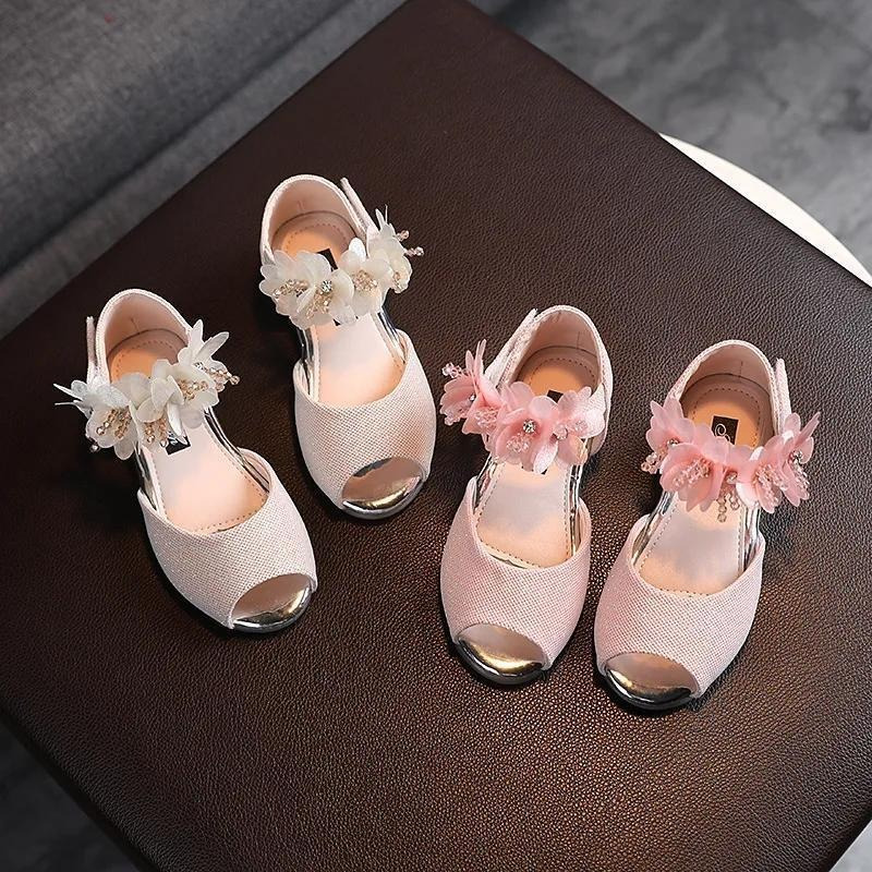 Zapatos Princesa Lentejuelas Flores Cristal Niñas Sandalias - Temu