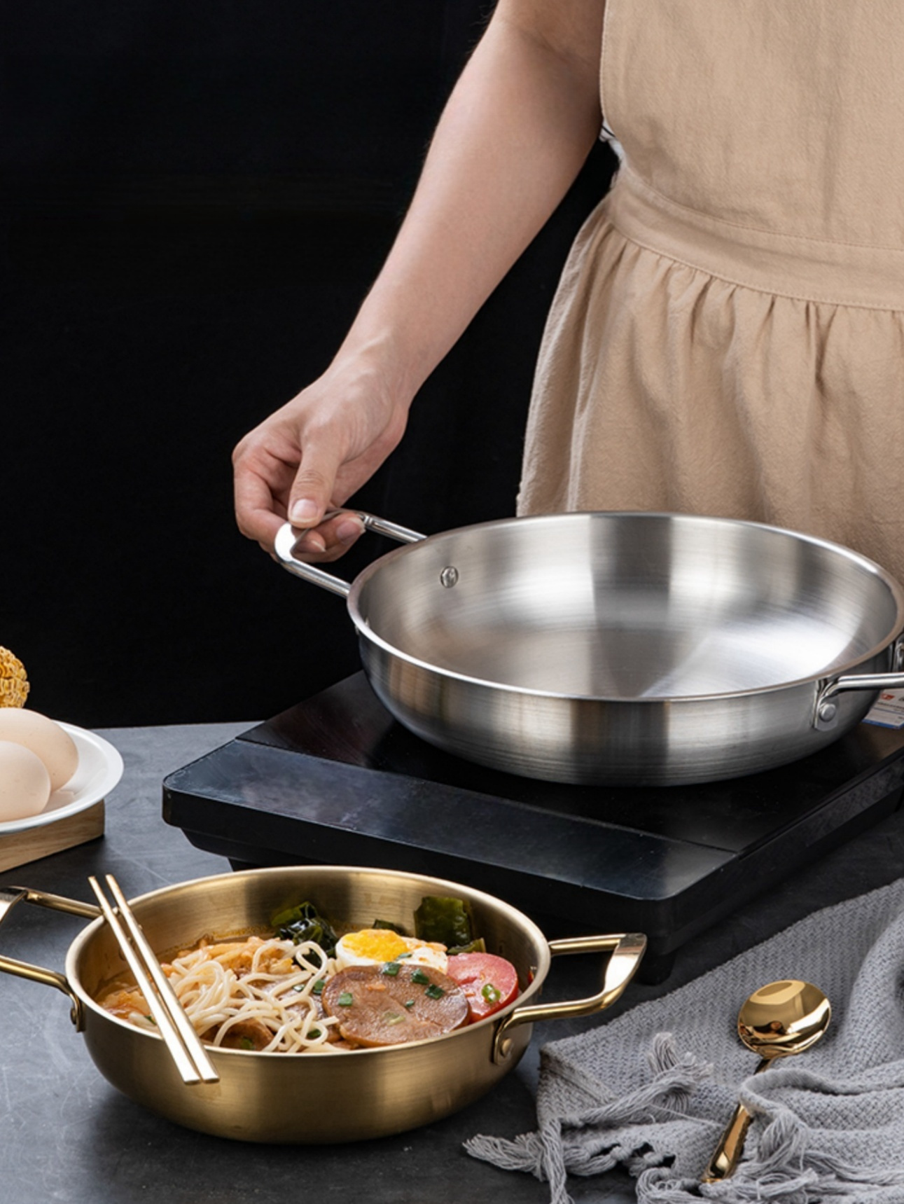 stainless steel   korean ramen pot dishwasher safe   soup seafood ideal for   restaurants details 0