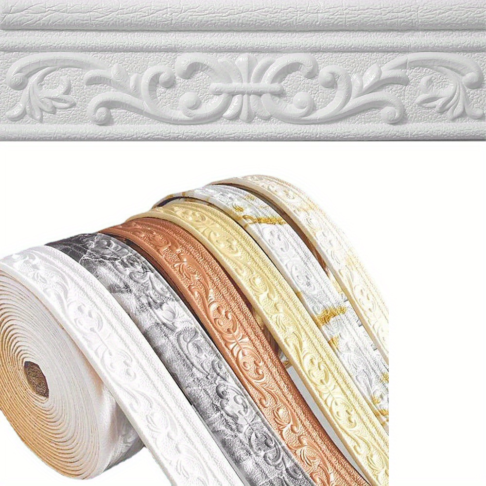 

Foam Molding Trim Self Adhesive, 32.8 Feet X 3.1inch Crown Molding Wallpaper Flexible, 3d Wall Edging Lines Foam , Wall Base Moulding Trim For Home, Diy Decoration, Masking Tape