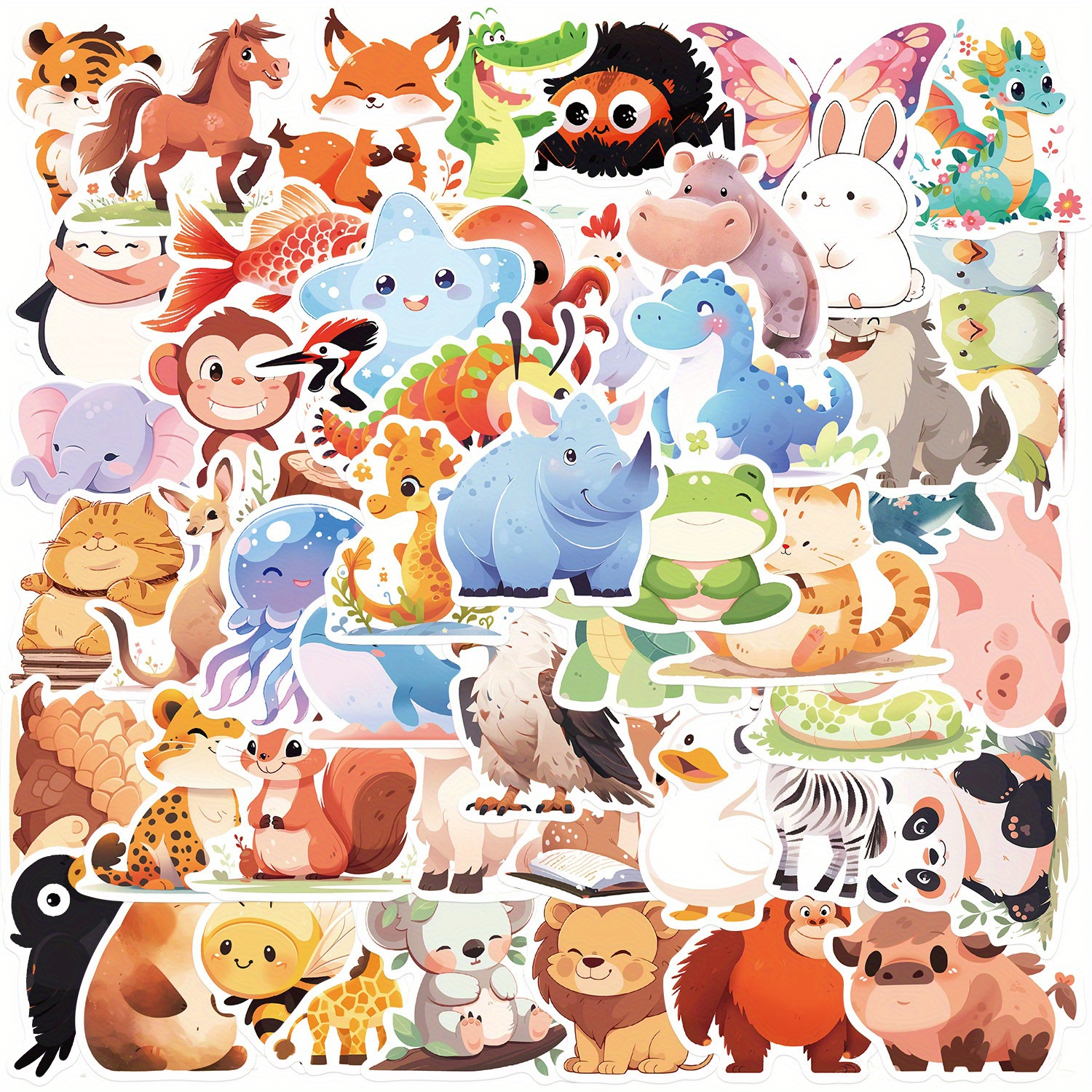 Design cute kawaii animal and object for sticker, vinyl sticker