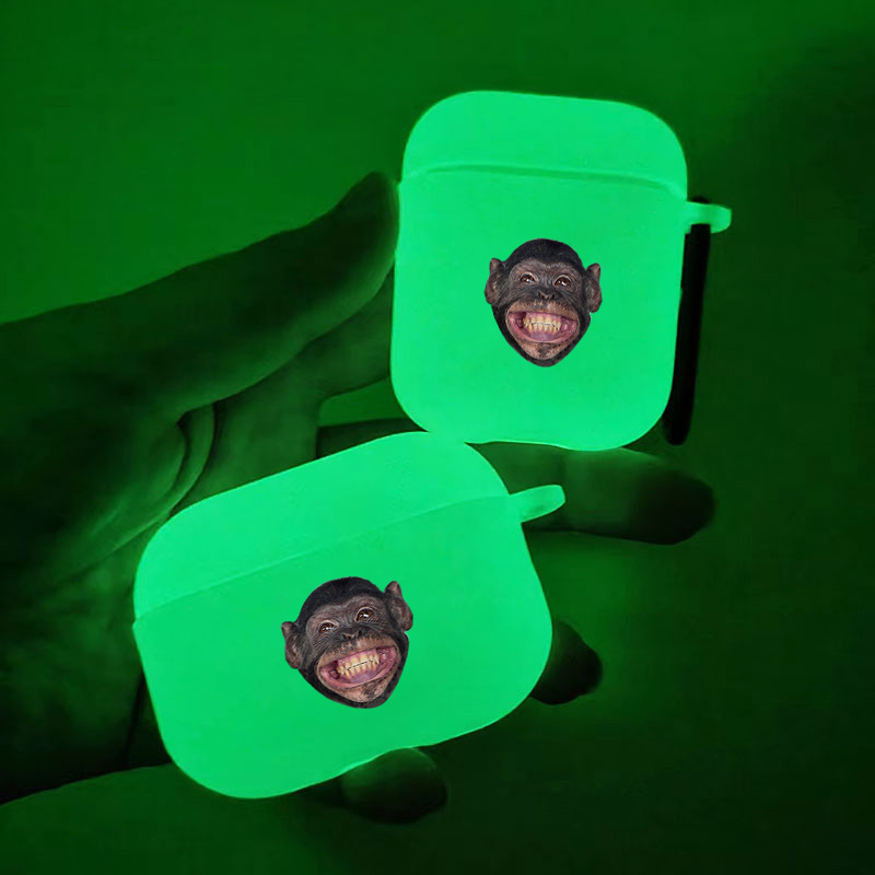 

Brighten Up For Your Airpods: Glow In The Dark Silicone Protective Case Laughing Monkeys Pattern Graphic Headphone Case For Airpods 1/2/3/pro - 2nd Generation Premium Fy1 Earphone Case