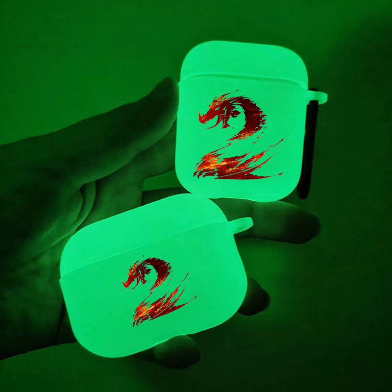 

Brighten Up For Airpods: Glow In The Dark Silicone Protective Case Red Dragon Pattern Graphic Headphone Case For Airpods 1/2/3/pro - 2nd Generation Premium Earphone Case
