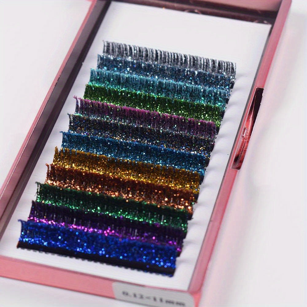 Mix Colors Glitter Eyelash Extensions Shiny Colorful False - Temu Ireland