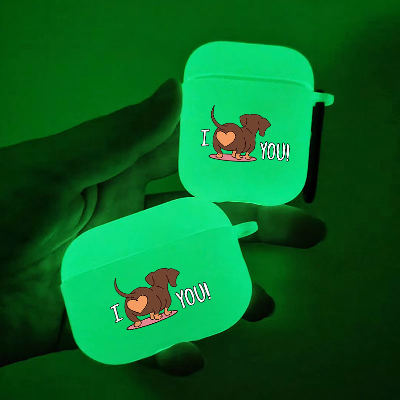 

Brighten Up For Your Airpods: Glow In The Dark Silicone Protective Case Puppy's Ass Pattern Graphic Headphone Case For Airpods 1/2/3/pro - 2nd Generation Premium Fy1 Anti-slip Earphone Case