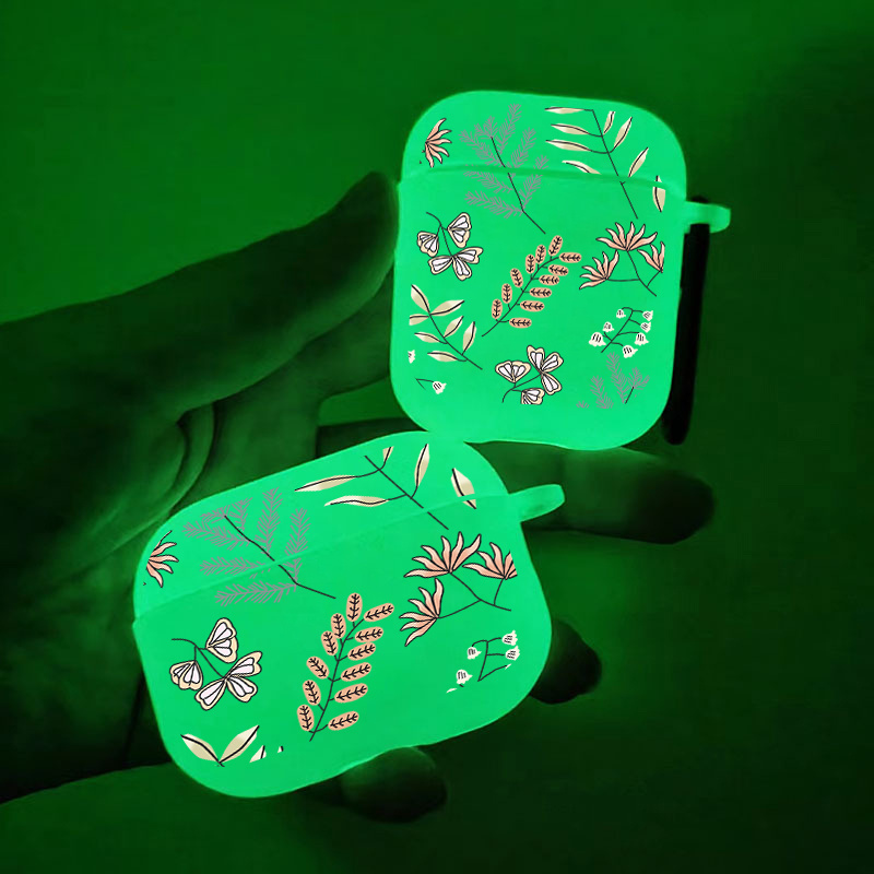 

Brighten Up For Your Airpods: Glow In The Dark Silicone Protective Case Anime Leaves Pattern Graphic Headphone Case For Airpods 1/2/3/pro - 2nd Generation Premium Fy1 Anti-slip Earphone Case