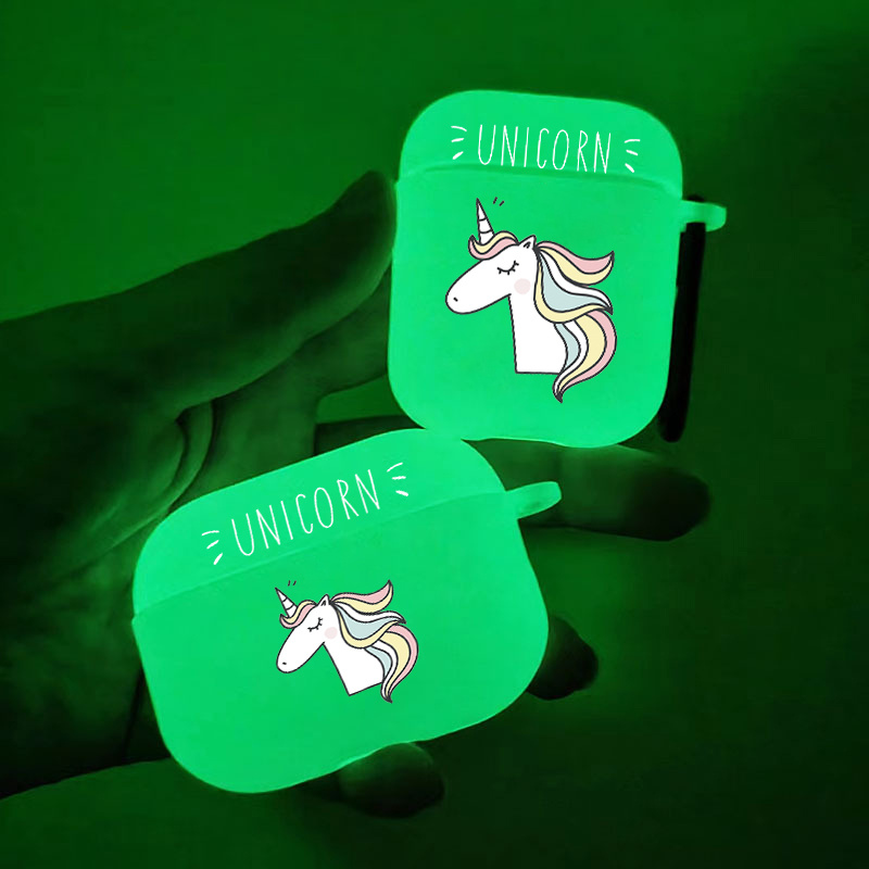 

Brighten Up For Your Airpods: Glow In The Dark Silicone Protective Case The Unicorn Pattern Graphic Headphone Case For Airpods 1/2/3/pro - 2nd Generation Premium Earphone Case