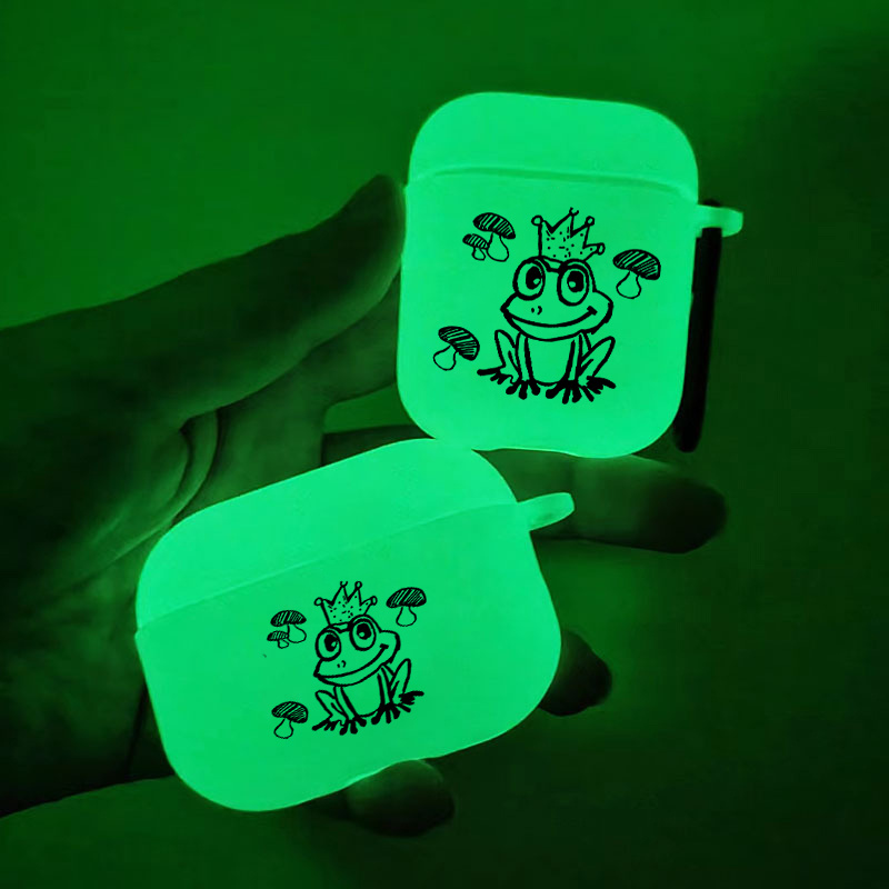 

Brighten Up For Your Airpods: Glow In The Dark Silicone Protective Case Frog Prince & Mushroom Pattern Graphic Headphone Case For Airpods 1/2/3/pro - 2nd Generation Premium Fy1 Anti-slip Earphone Case