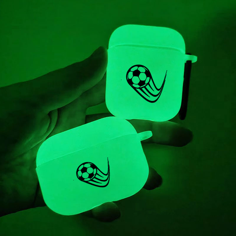 

Brighten Up For Your Airpods: Glow In The Dark Silicone Protective Case Football Pattern Graphic Headphone Case For Airpods 1/2/3/pro - 2nd Generation