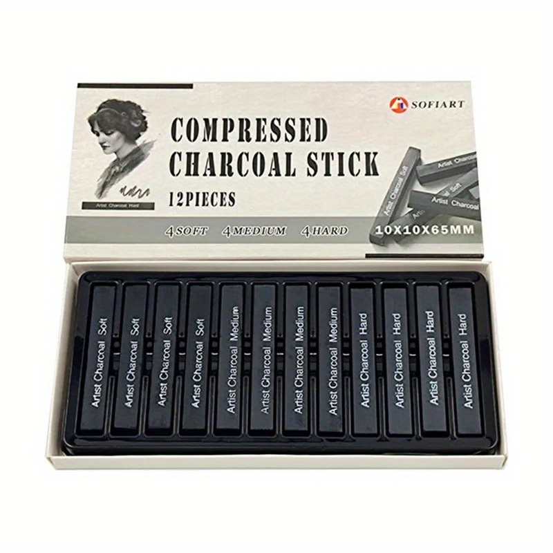 6pcs Square Sketch Charcoal Painting Stick Compression Charcoal Strip  Drawing Charcoal Pen Artist Painting Charcoal Fine Strip Charcoal Strip  Charcoal