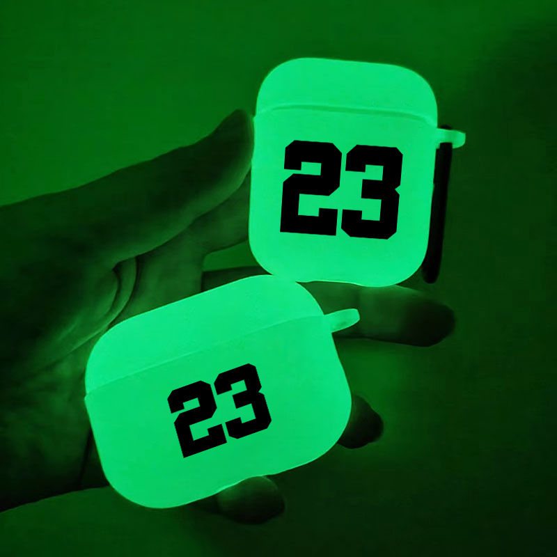 

Brighten Up For Airpods: Glow In The Dark Silicone Protective Case Number 23 Pattern Graphic Headphone Case For Airpods 1/2/3/pro - 2nd Generation Premium Fy1 Anti-slip Earphone Case
