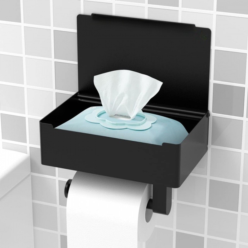 Porte-rouleau de papier toilette - Porte-rouleau de papier toilette - Noir  - Étagère
