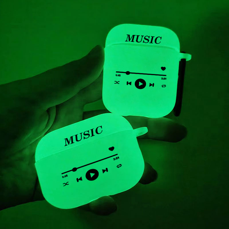 

Brighten Up For Your Airpods: Glow In The Dark Silicone Protective Case Play Music Page Map Pattern Graphic Headphone Case For Airpods 1/2/3/pro/2nd Generation Premium Anti-slip Earphone Case
