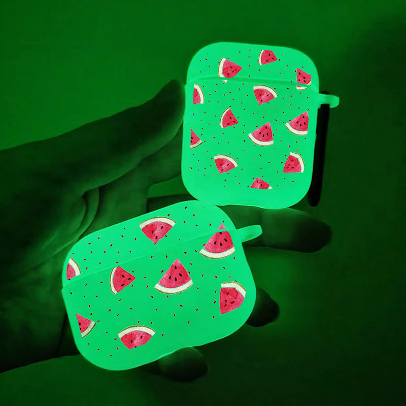 

Brighten Up For Airpods: Watermelon Pattern Luminous Silicone Protective Earphone Case For Airpods 1/2/3/pro Anti-slip Earphone Case