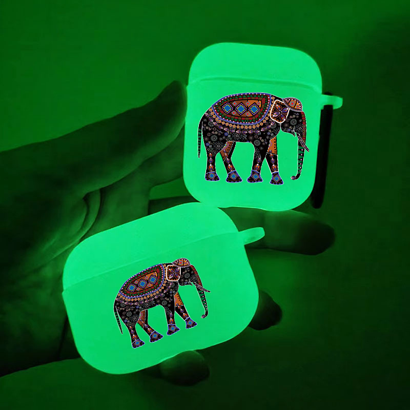 

Glow In The Dark Silicone Protective Case Mechanical Elephant Pattern Graphic Headphone Case For Airpods 1/2/3/pro - 2nd Generation Premium Anti-slip Earphone Case