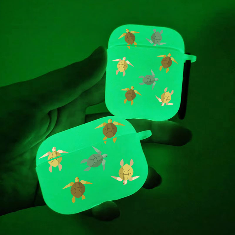

Brighten Up For Your Airpods: Glow In The Dark Silicone Protective Case Cartoon Turtle Pattern Graphic Headphone Case For Airpods 1/2/3/pro/2nd Generation Premium Anti-slip Earphone Case