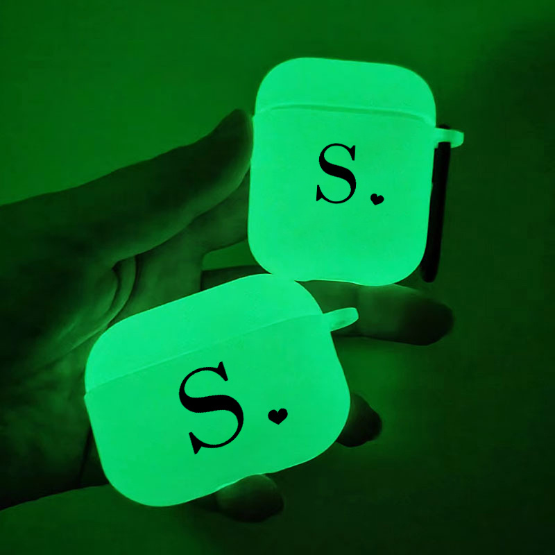 

Brighten Up For Airpods: English Letter S Pattern Luminous Silicone Protective Earphone Case For Airpods 1/2/3/pro/pro (2nd Generation)