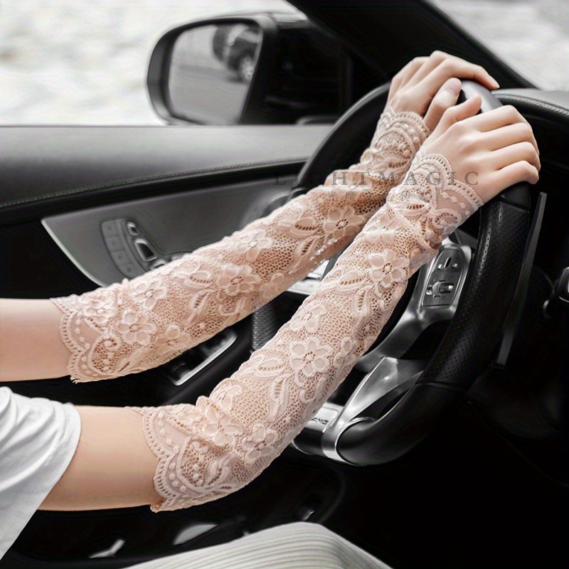 Temu New Mesh Ice Sleeved Women's Summer Lace Sun Protection Thin Long Sleeved Cycling Gloves for Driving Sun Protection Sleeve (, Christmas Gifts
