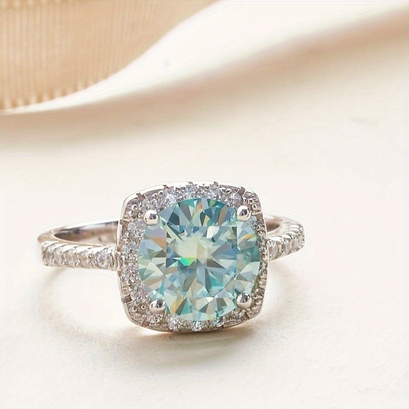 Women's 0.5/1/2 Carat Light Blue Moissanite Ring