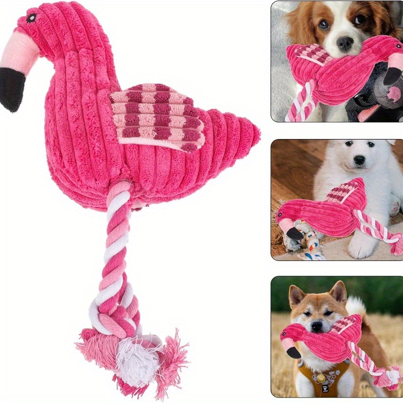 

1pc Flamingo Design Pet Grinding Teeth Squeaky Plush Toy, Chewing Toy For Dog Interactive Supply