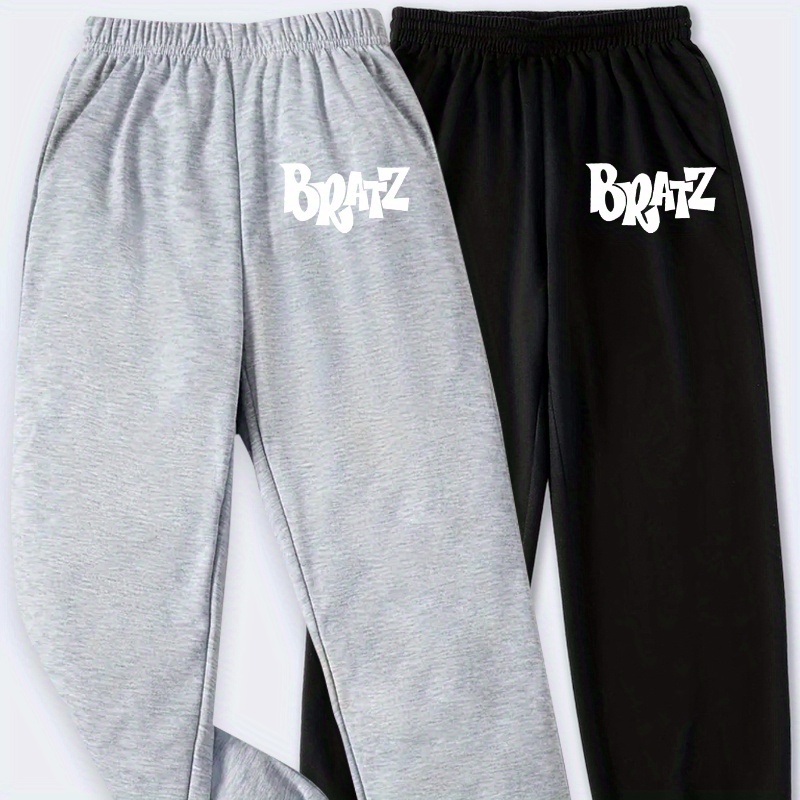 

2pcs Bratz Letter Print Boys Casual Comfortable Active Sweatpants, Gym Jogger Pant, Boys Gift, Kids Clothes Outdoor