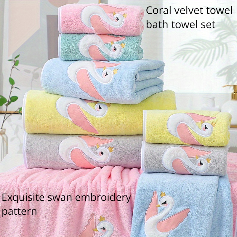 Cartoon Bear Pattern Towel Set, Soft Hand Towel Bath Towel, Coral Fleece  Absorbent Towels For Bathroom, 1 Bath Towel & 1 Hand Towel, Bathroom  Supplies - Temu South Korea