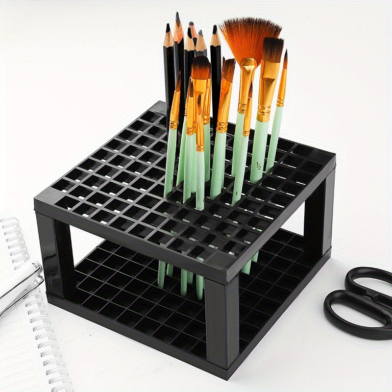 

Black Acrylic 96-slot Jack Pen Holder - Versatile Desk Organizer For Art Brushes, Oil Paints & Stationery