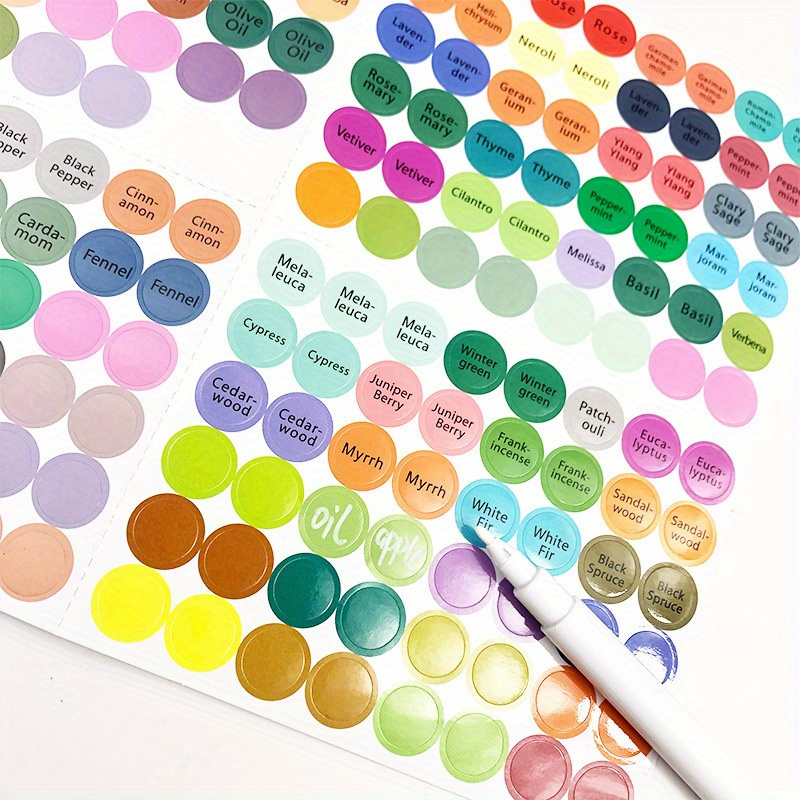 

Colored Circular Bottle Stickers With Erasable Labels, Essential Oil Bottle Classification Labels, Colored Stickers