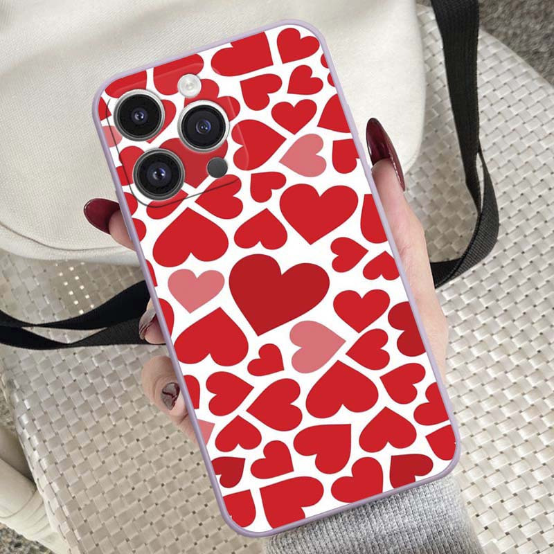 

Red Love Pattern Tpu Protective Soft Silicon Matte Protective Phone Case For 6/6s/7/8/x/xs/xr/se2 2020/se3 2022/11/12/13/14 15 Mini Plus Pro Max
