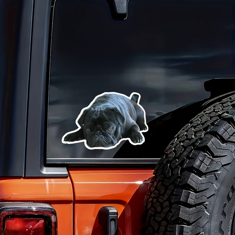 

1pc Black Pug Design Vinyl Waterproof Sticker Decal For Car, Laptop, Wall, Window, Bumper Sticker