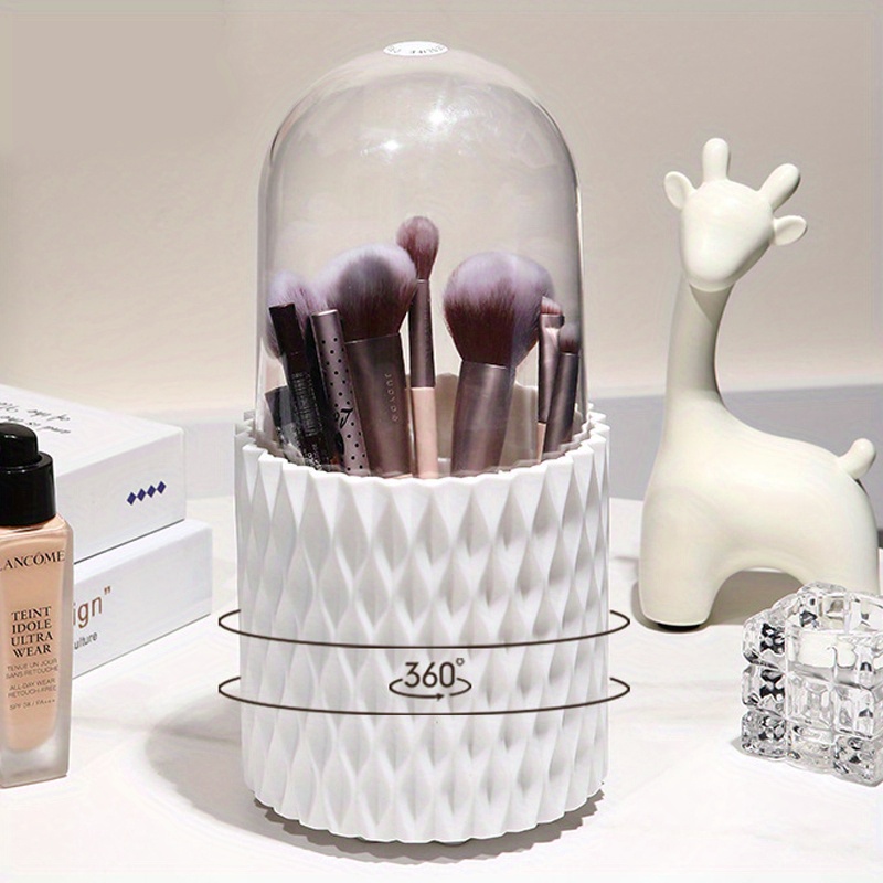 360 Degree Rotating Makeup Brush Holder with Lid Dustproof Clear Makeup  Brush Organizer Container - White - China Container and Organizer price