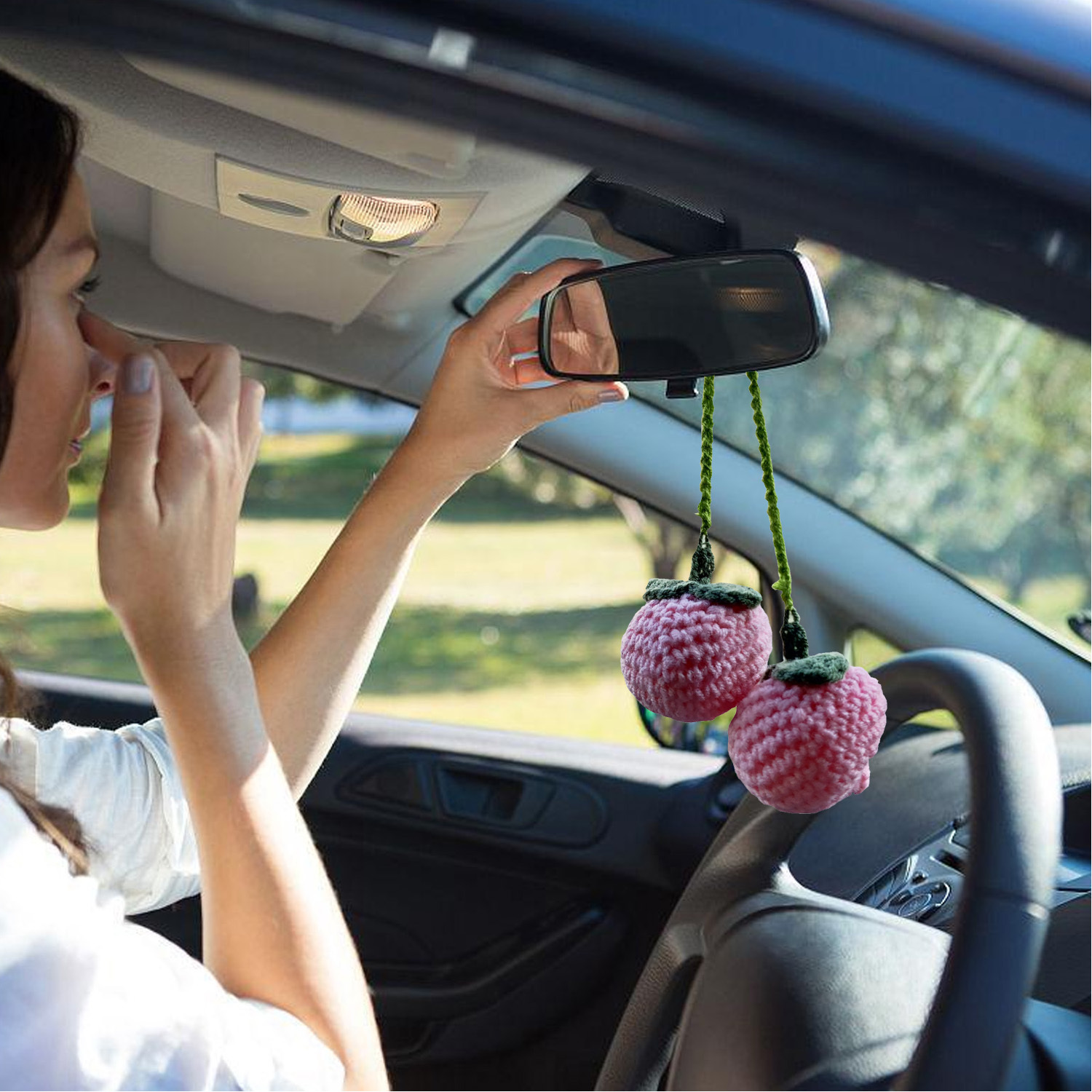 Lindo Adorno Colgante Espejo Retrovisor Coche Crochet Caqui - Temu Chile