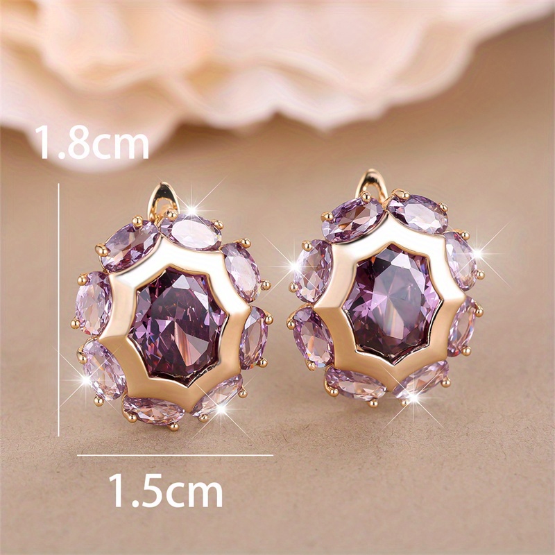 

1 Pair Oval Cut Purple Faux Stone Hexagon Earrings, Cool Party Jewelry, Christmas Gift, New Year's Gift, Valentine's Day Gift For Women Mom Family